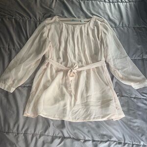 Ripe Maternity blush Sheer Bishop Sleeve Blouse
